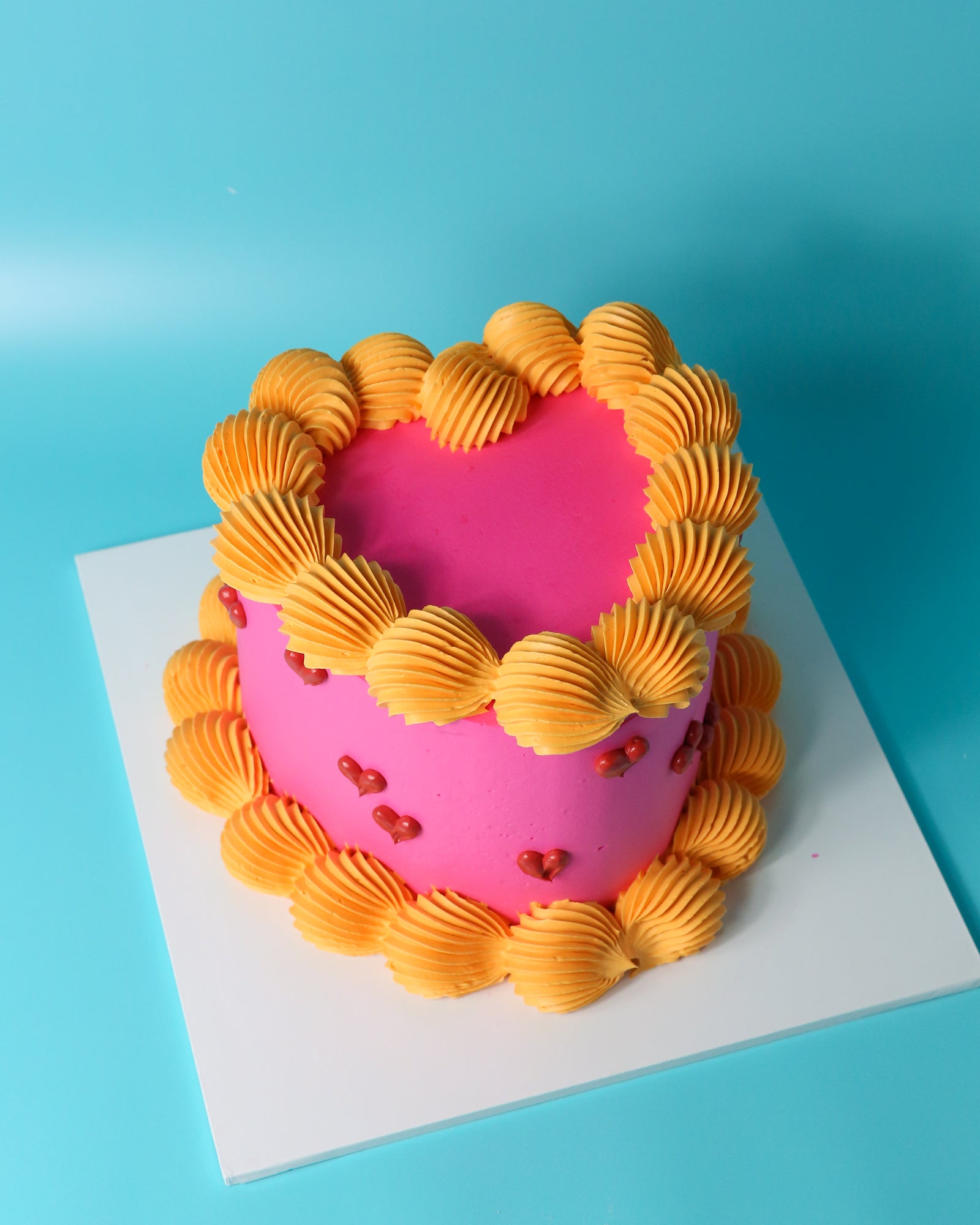 pink and orange heart. buttercream heart cake. pink heart cake. heart cake melbourne.