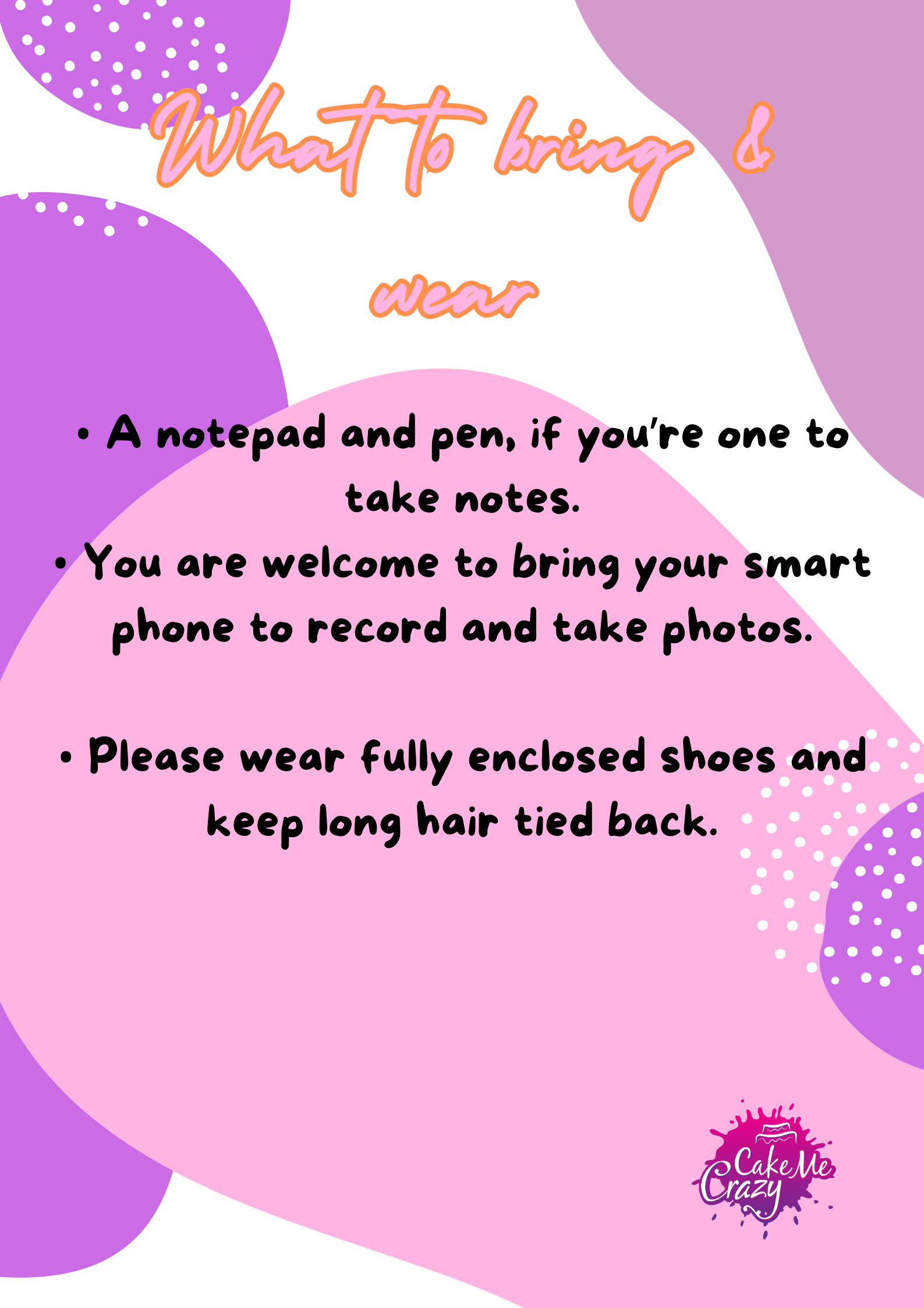 What to bring and wear