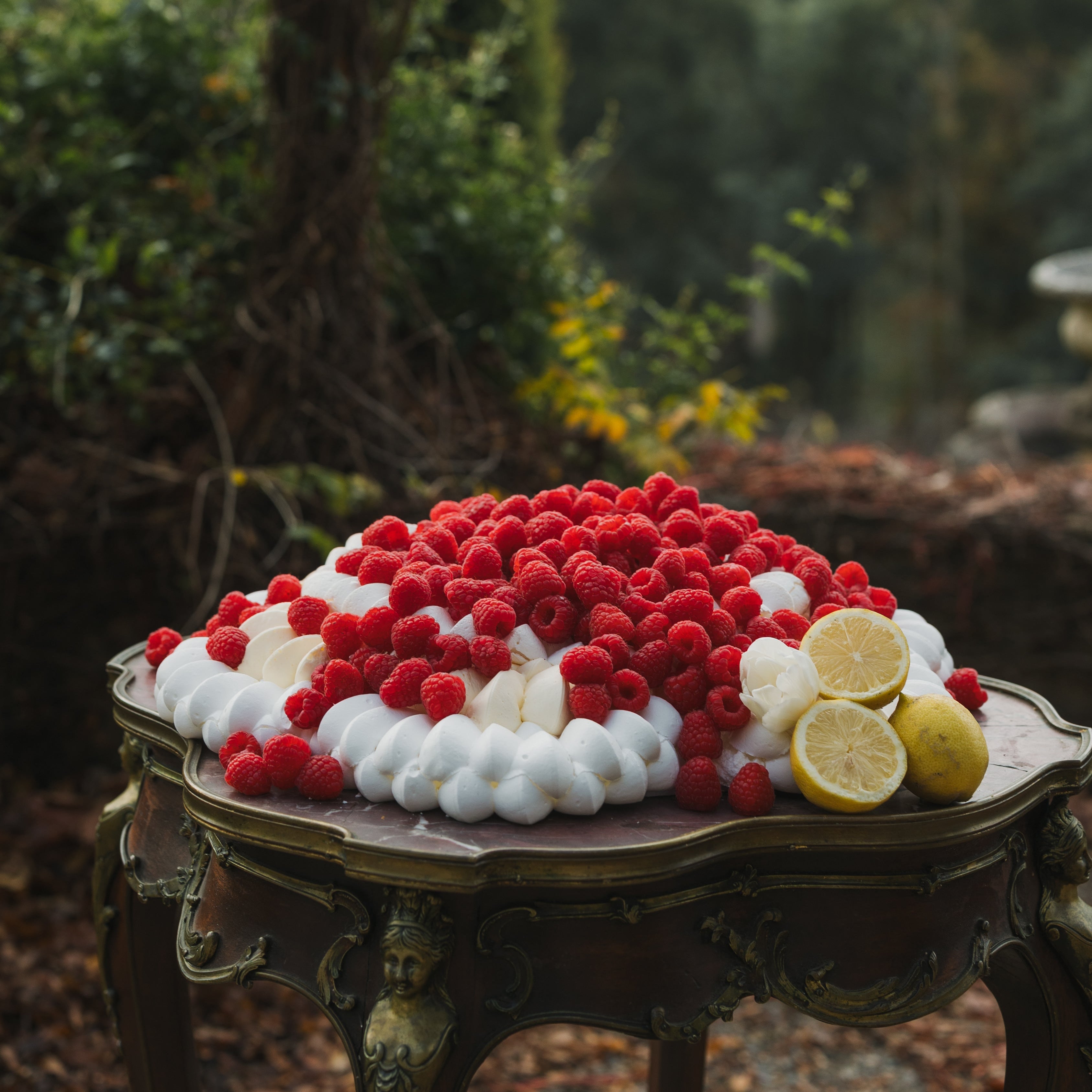 Raspberry wedding cake, Pavlova wedding cake, oversized raspberry wedding cake. 